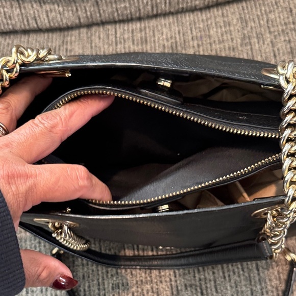 Coach Black Leather Shoulder Bag with Gold Accents - Picture 2 of 7